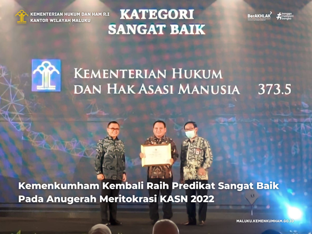 Kemenkumham Kembali Raih Predikat Sangat Baik Anugerah Meritokrasi KASN