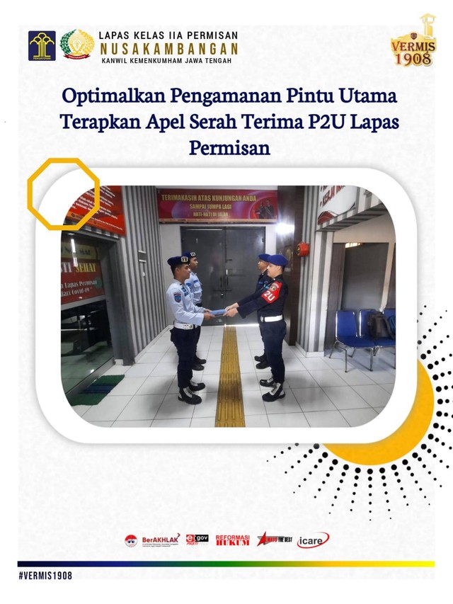 Optimalkan Pengamanan Pintu Utama Terapkan Apel Serah Terima P2U Lapas