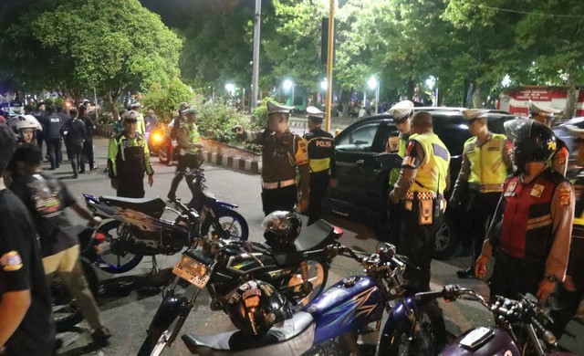 Puluhan Sepeda Motor Terjaring Razia Saat Balap Liar Di Metro Lampung