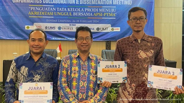 Tim Mahasiswa Prodi Teknik Informatika UMS Sabet 4 Juara Pada Munas