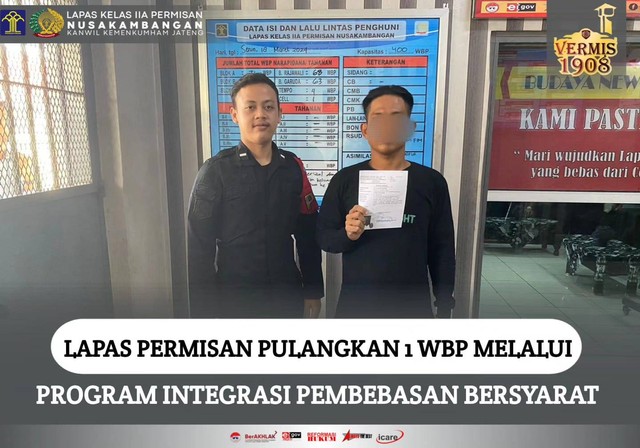 Lapas Permisan Pulangkan 1 WBP Melalui Program Integrasi Pembebasan