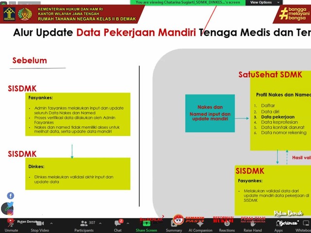 Sosialisasi Virtual Satu Sehat Sdmk Rutan Demak Perbaharui Data