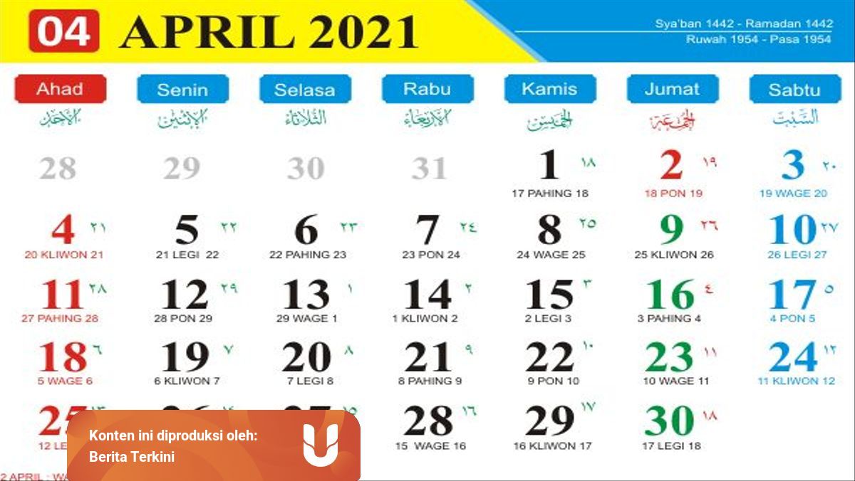 Kalender Jawa 2021 April Dan Hari Buruk Yang Harus Dihindari Kumparan Com