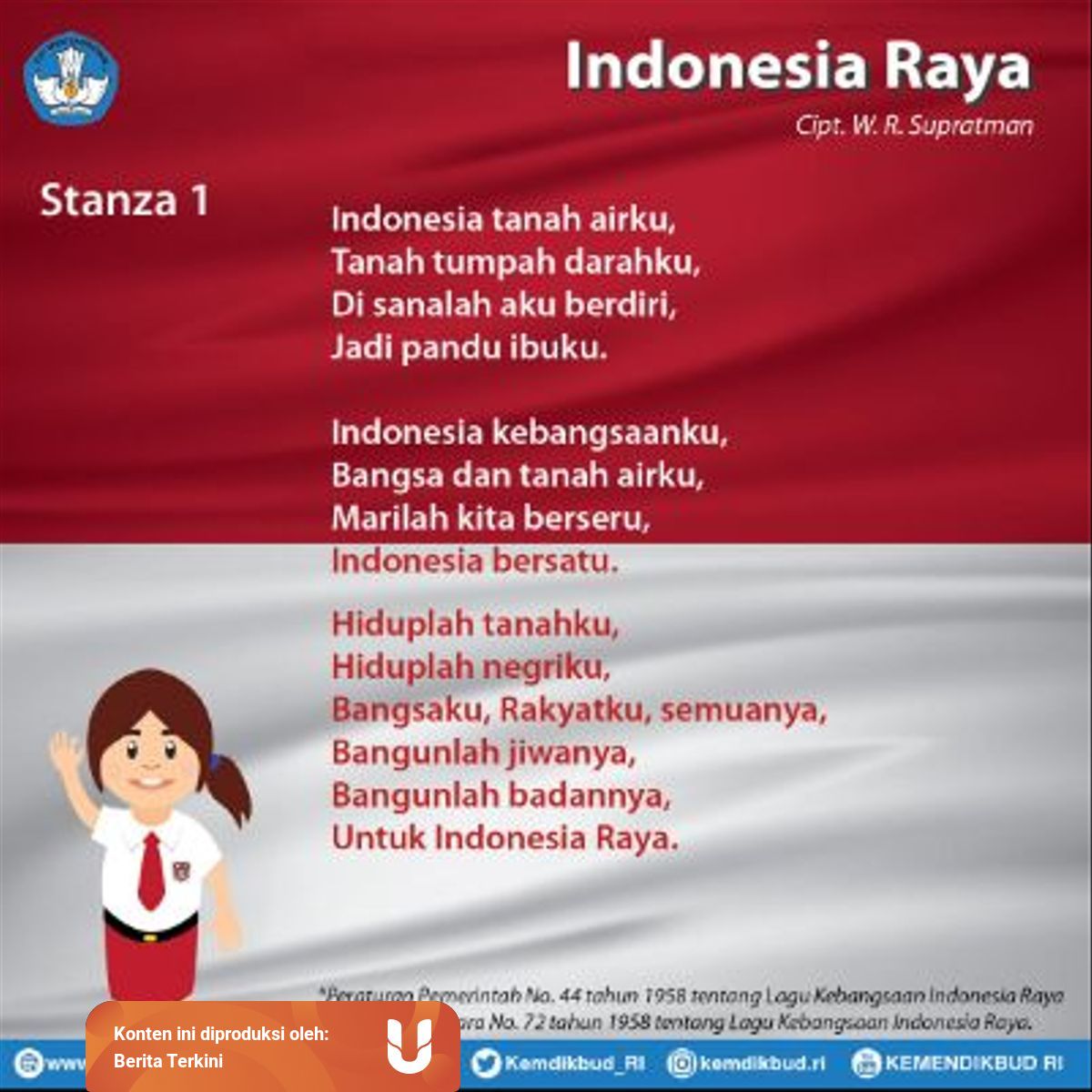 Lirik Lagu Indonesia Raya 1 Stanza Lengkap Dengan Not Musik Dan Chordnya Kumparan Com
