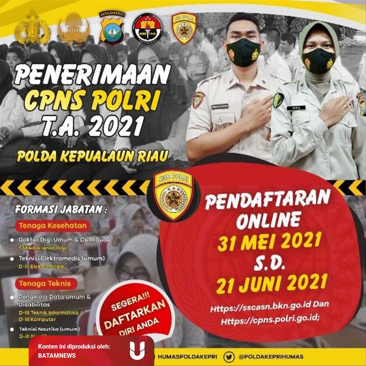 Polda Kepri Buka Penerimaan Cpns 2021 Berikut Formasi Dan Syaratnya Kumparan Com