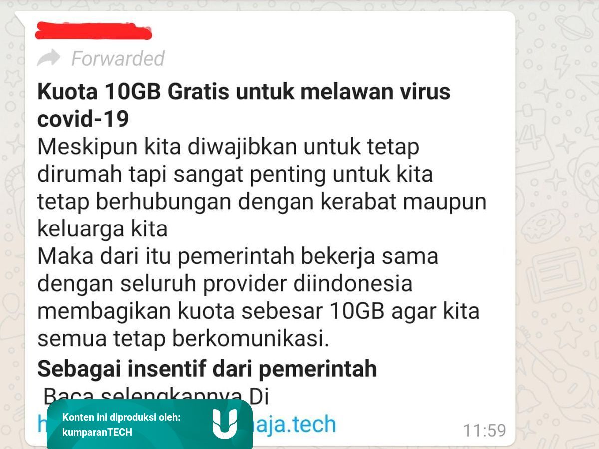 Viral Di Whatsapp Pemerintah Beri Kuota Gratis 10 Gb Ini Faktanya Kumparan Com