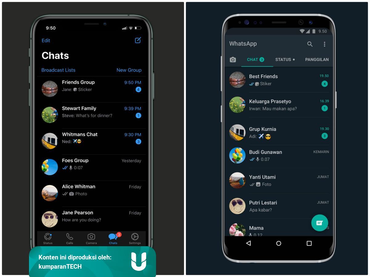 Perbedaan Dark Mode Whatsapp Di Hp Android Dan Iphone Kumparan Com