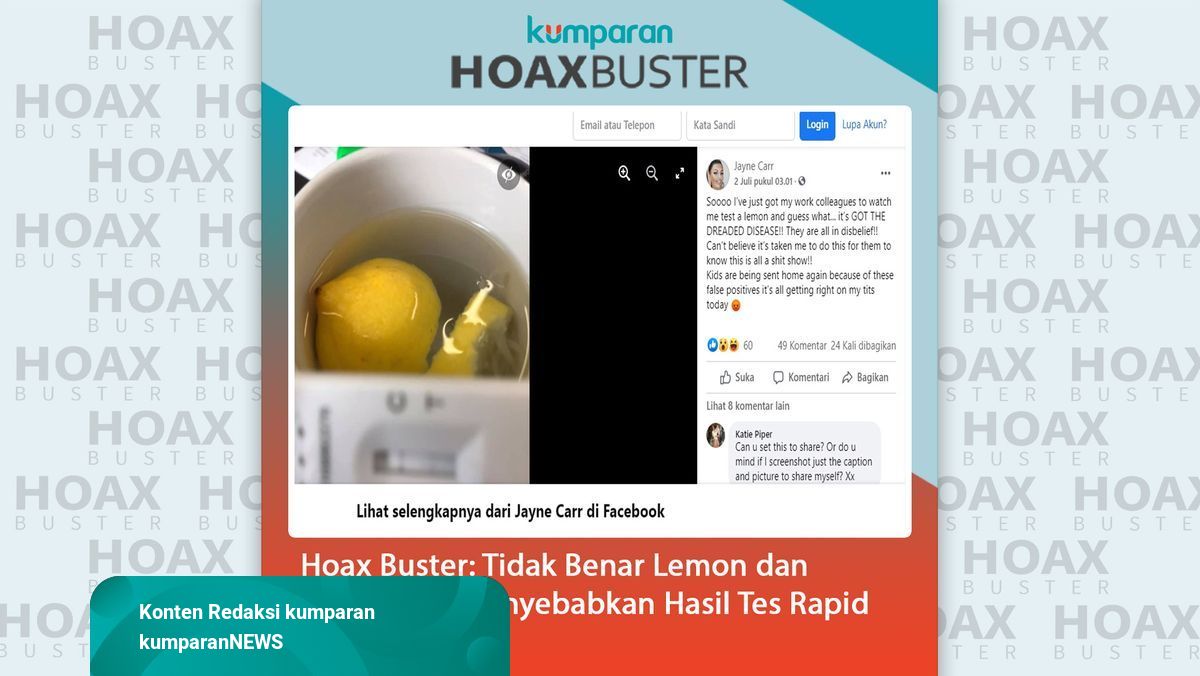 Hoaxbuster Lemon Dan Tomat Bisa Menyebabkan Hasil Tes Rapid Positif Kumparan Com