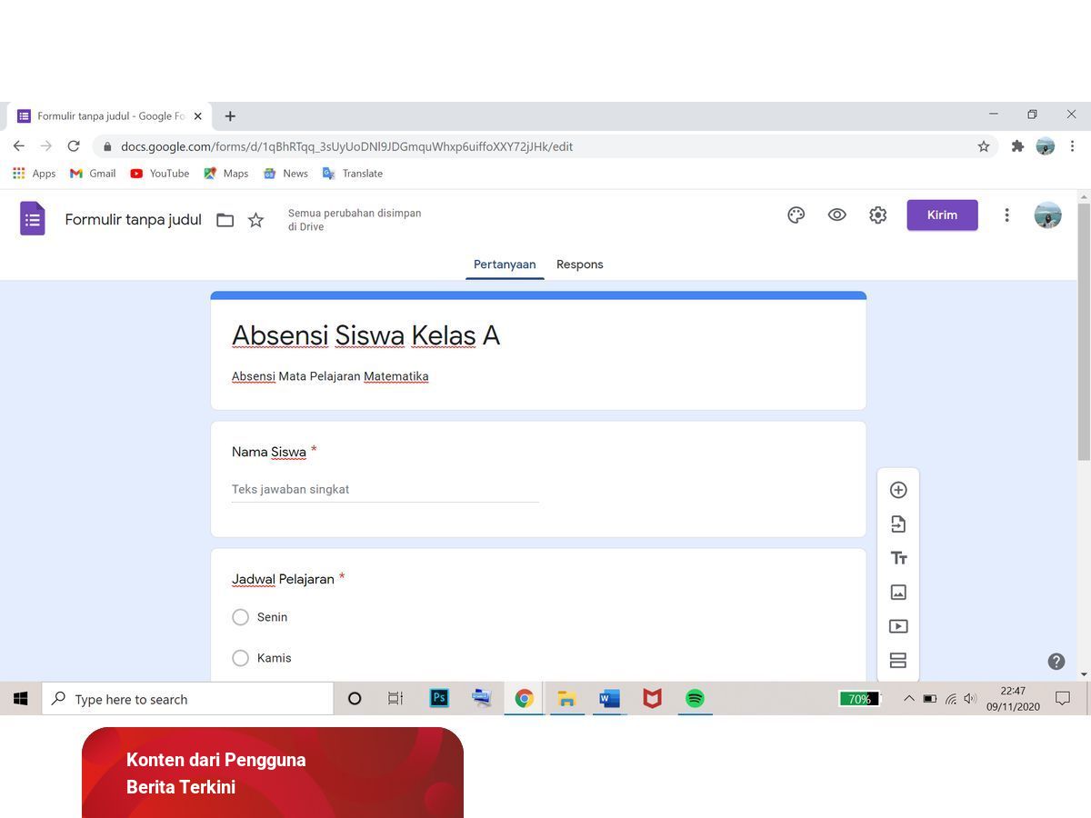 Cara Membuat Google Form untuk Absensi Siswa | kumparan.com