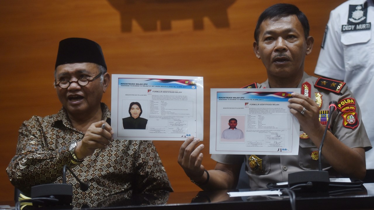 Sketsa pelaku penyerangan air keras Novel Baswedan
