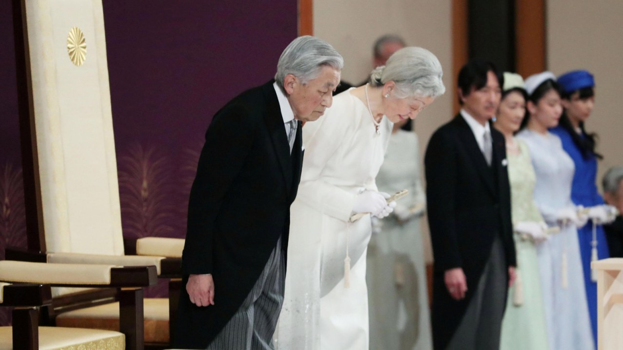 Kaisar Jepang Akihito, upacara turun tahta, Istana Kekaisaran di Tokyo, Jepang