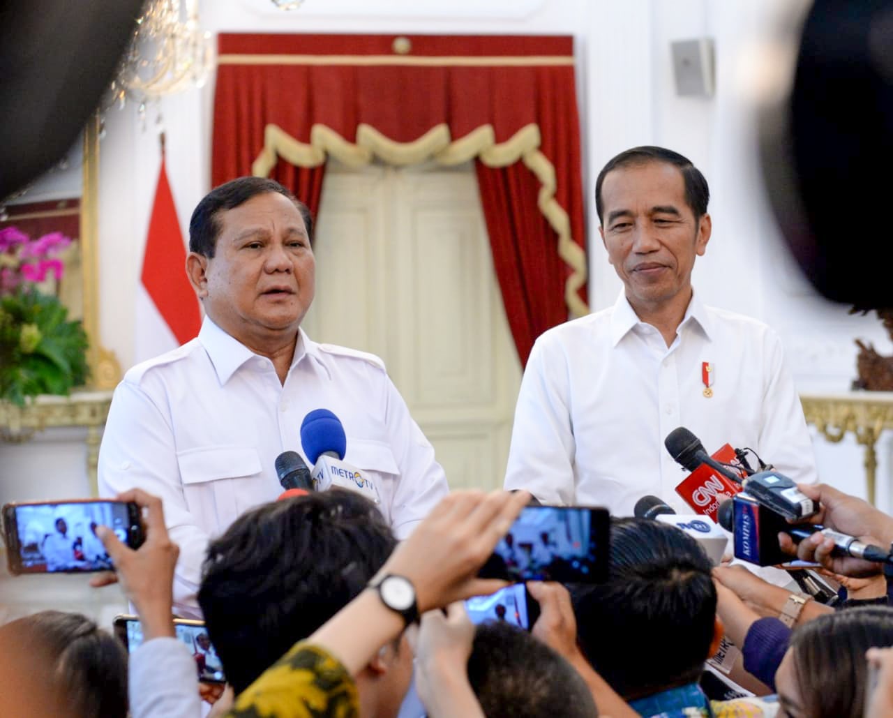Prabowo dan Jokowi bertemu di ruang Jepara, Istana Merdeka, Jakarta