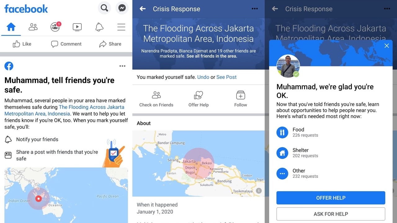 Fitur Safety Check Banjir Jakarta di Facebook