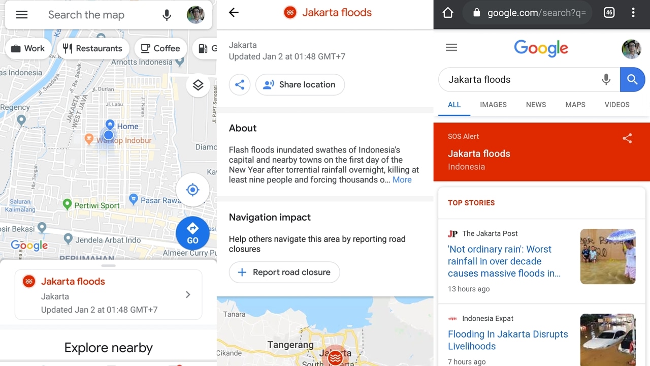 Fitur Google SOS Alert Banjir Jakarta