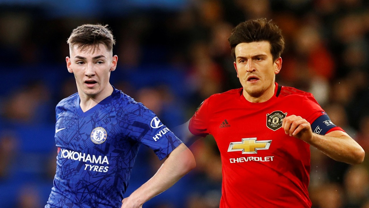 Harry Maguire (kanan) dan Billy Gilmour. 