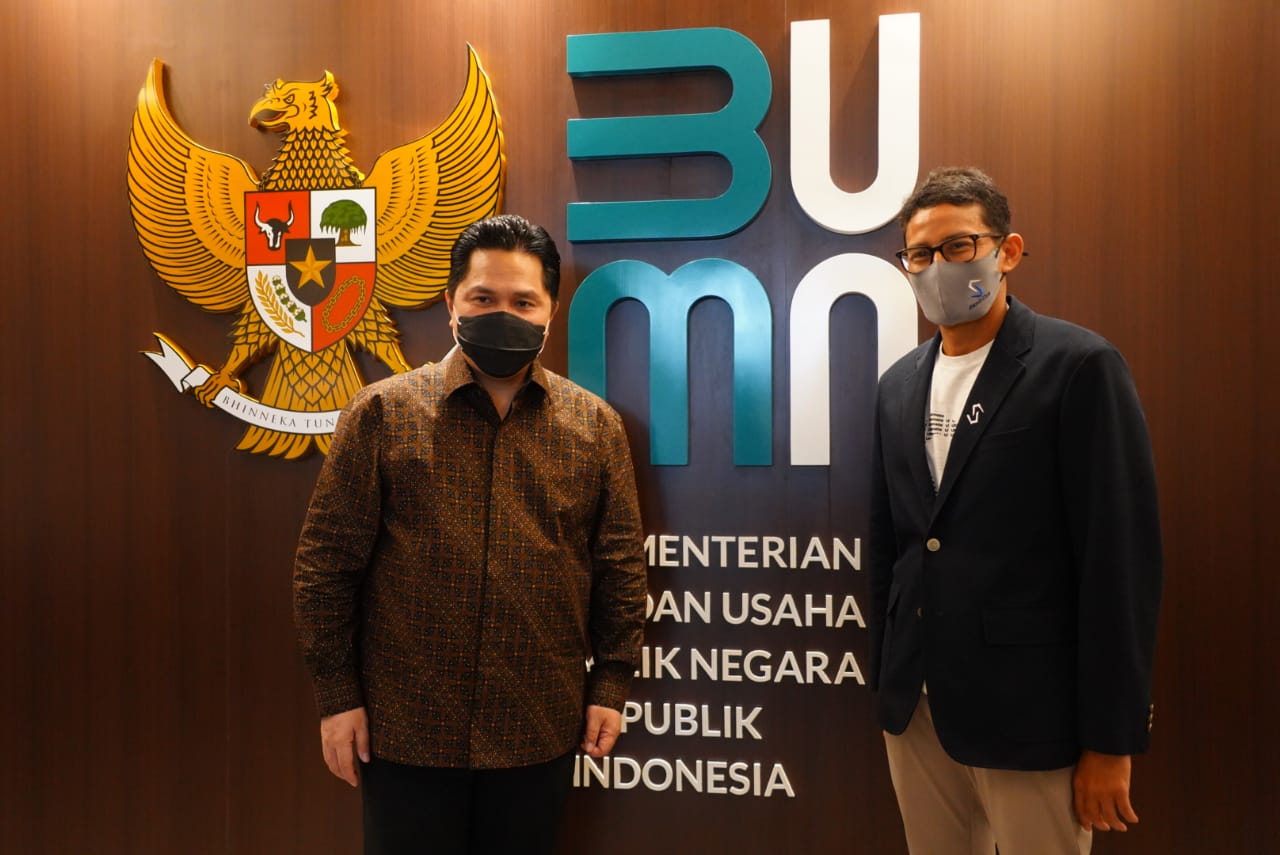 Sandiaga Uno bertemu Menteri BUMN Erick Thohir