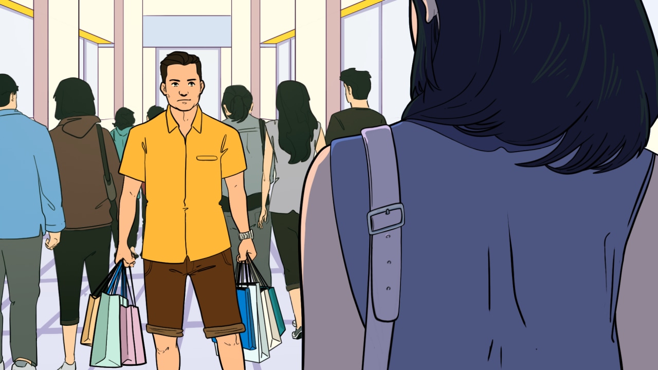 Cover fiksi kumparanplus , Lelaki dengan Tas Kertas.