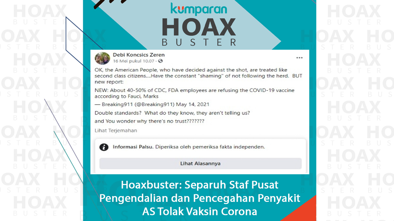 Hoaxbuster Staf Pusat AS Tolak Vaksin Corona
