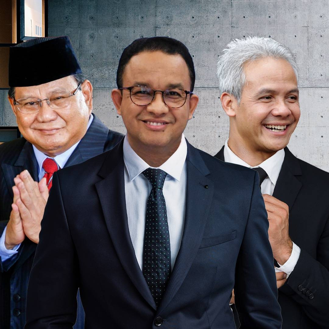 Prabowo, Anies Baswedan dan Ganjar Pranowo sebagai bacapres