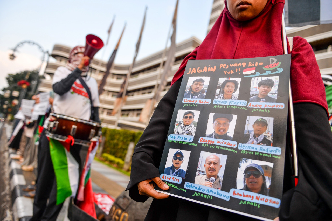 Aksi solidaritas bagi WNI dan Jurnalis yang diculik Israel