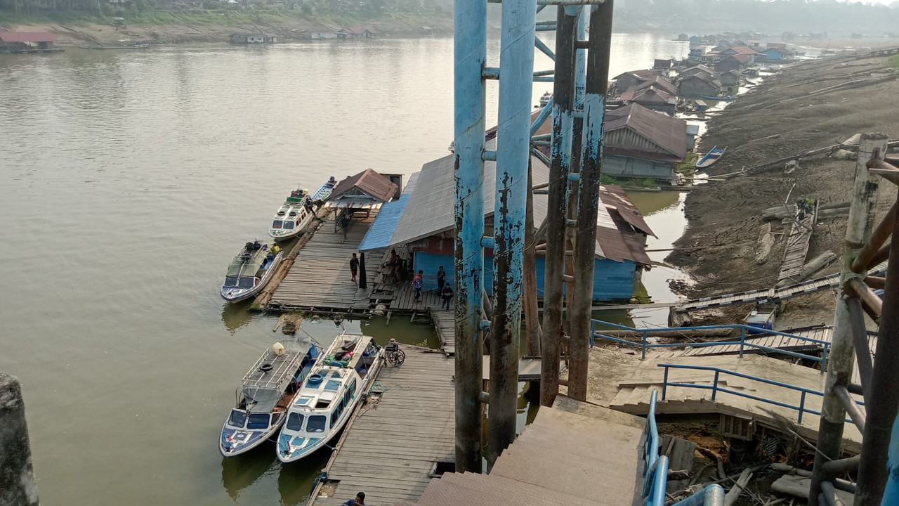 Penampakan Sungai Mahakam surut