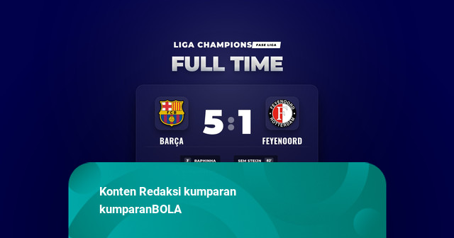 Hasil Liga Champions: Barça Hantam Feyenoord 5-1