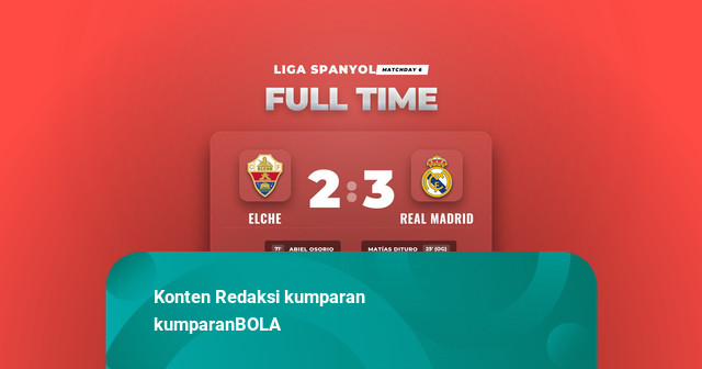 Hasil Liga Spanyol: Real Madrid Curi Kemenangan Tipis di Markas Elche