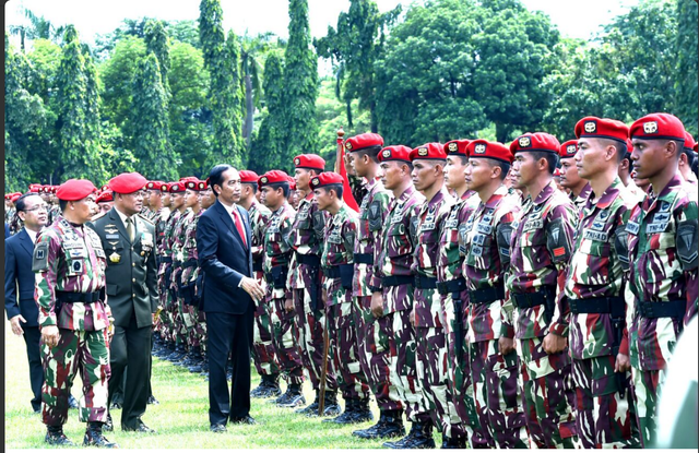 Presiden Jokowi di depan prajurit Kopassus (Foto: Setneg RI)