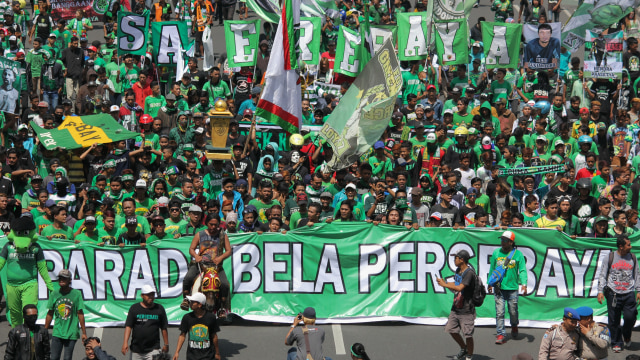 Bonek di Parade Bela Persebaya. (Foto: Didik Suhartono/Antara)