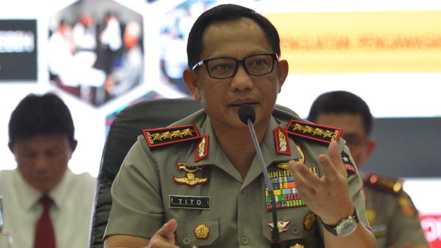 Laporan tahunan Polri dibacakan oleh Kapolri. (Foto: Akbar Nugroho Gumay/Antara)