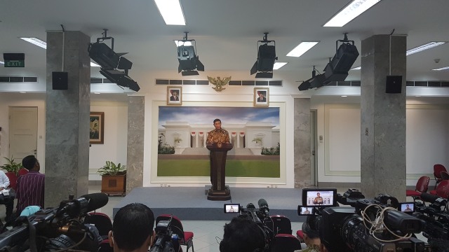 Menkopolhukam Wiranto dihadapan wartawan Istana. (Foto: Yudhistira Amran Saleh/kumparan)