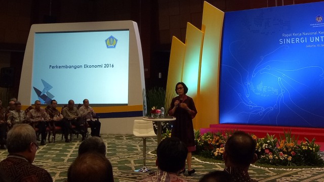 Sri Mulyani berbicara pada rakernas Kemenkeu (Foto: Nicha Muslimawati/kumparan)