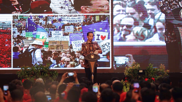 Sambutan Presiden Jokowi di HUT PKPI ke-18. (Foto: Fanny Kusumawardhani/kumparan)