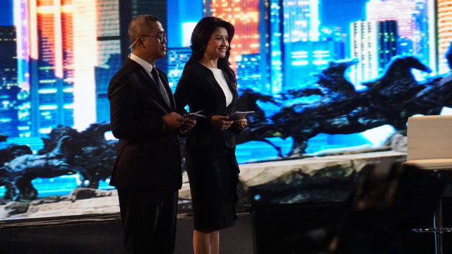 Moderator debat pilgub DKI Jakarta kedua. (Foto: Aditia Noviansyah/kumparan)