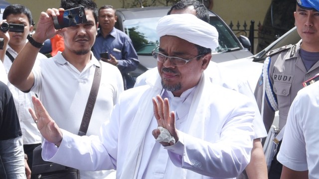 Rizieq Shihab di Polda Metro Jaya. (Foto: ANTARA FOTO/Akbar Nugroho Gumay)