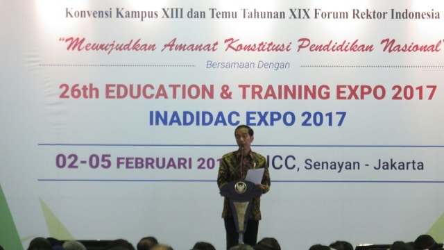 Jokowi di Konferensi Forum Rektor se-Indonesia (Foto: Yudhistira Amran Saleh/kumparan)