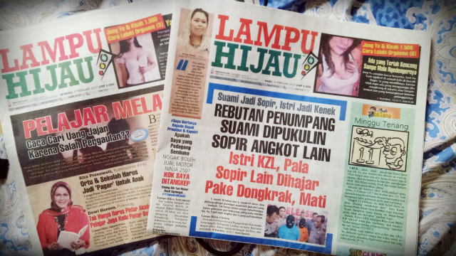 Halaman depan koran Lampu Hijau. (Foto: Utomo Priyambodo/kumparan)