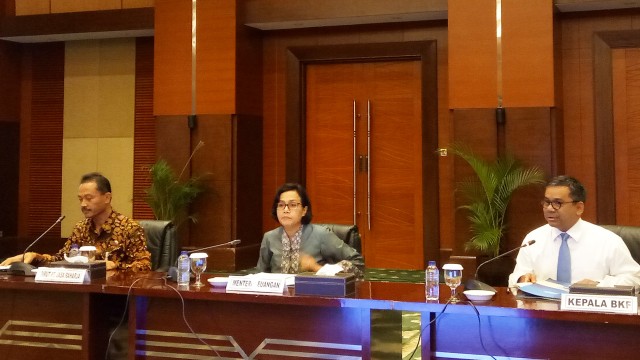 Sri Mulyani dalam konferensi pers Jasa Raharja. (Foto: Edy Sofyan/kumparan)