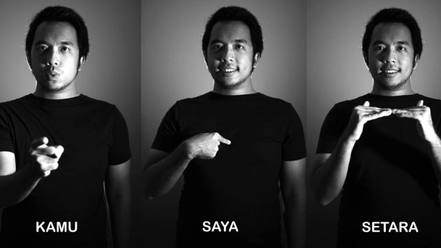 Bahasa isyarat (Kamu, Saya, Setara). (Foto: Instagram @vinaswag89)