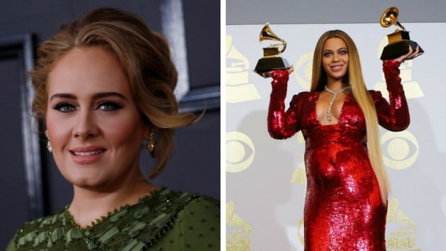 Adele dan Byonce saat Grammy Awards 2017. (Foto: REUTERS/Mike Blake)