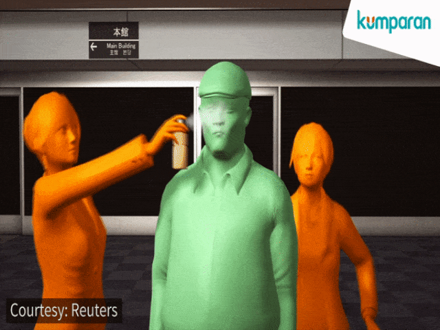 Reka ulang pembunuhan Kim Jong Nam. (Foto: Prima Gerhard S/kumparan)