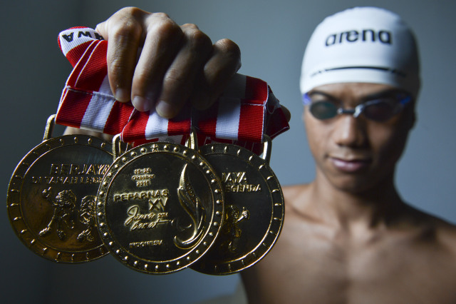 Medali-medali yang diraih Jendi. (Foto: Nova Wahyudi/Antara)