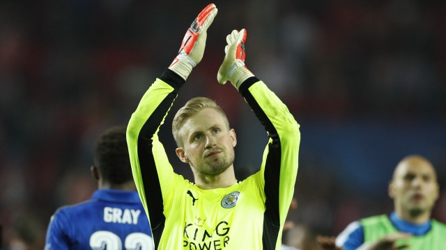 Schmeichel bintang Leicester. (Foto: John Sibley/Reuters)