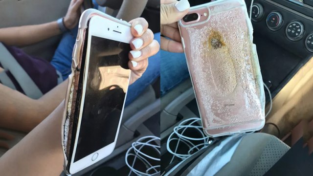 iPhone 7 Plus milik Olivas terbakar. (Foto: Brianna Olivas via Twitter)