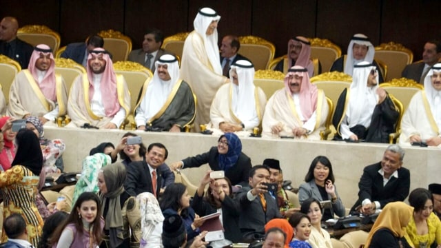 Rombongan Raja Salman hadir di gedung DPR. (Foto: Aditia Noviansyah/kumparan)