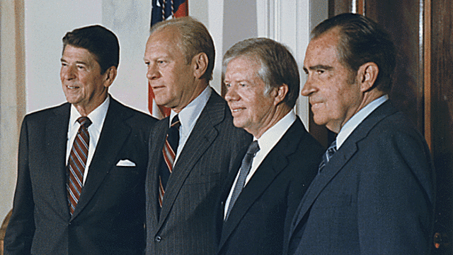 Ronald Reagan, Ford, Carter dan Nixon. (Foto: Dok. Wikipedia)