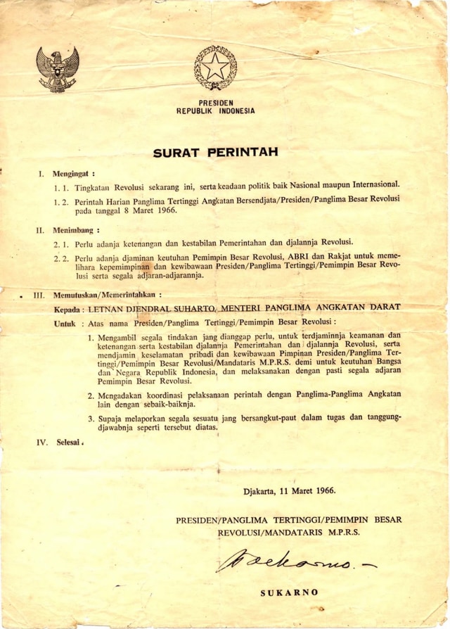 Surat Perintah Sebelas Maret (Foto: Istimewa)