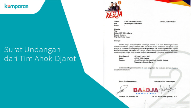 Surat Undangan dari Tim Ahok-Djarot  (Foto: Dok. Sumarno)