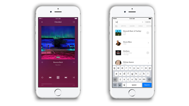 Pemutar musik dan fitur search di Pandora. (Foto: Pandora)