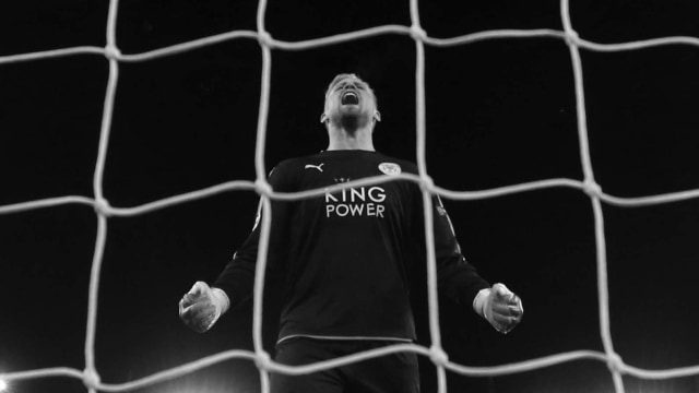 Pekik lantang Kasper Schmeichel. (Foto: Carl Recine/Reuters)